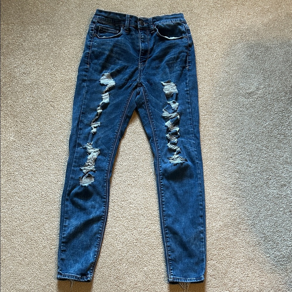 Mudd distressed FLX stretch High-Rise ankle Dark Blue Jeans